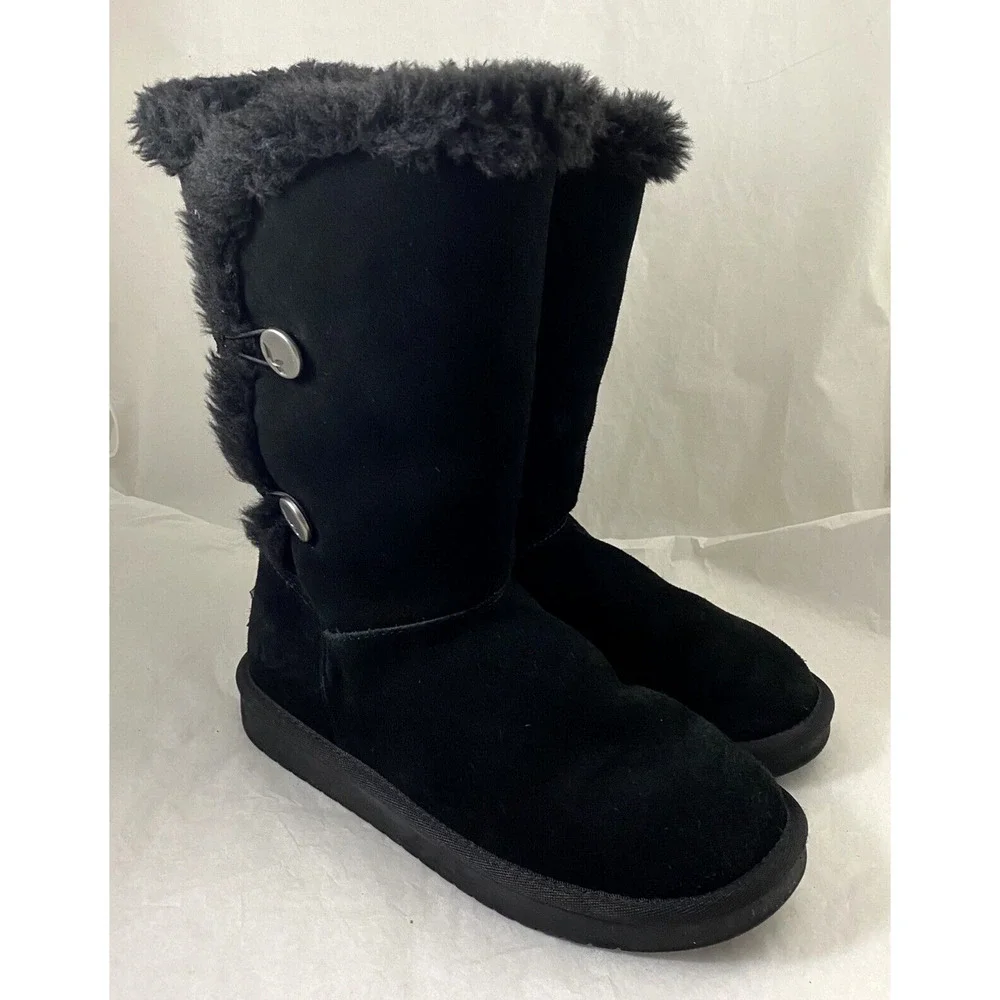 Koolaburra By Ugg Kinslei Black Suede Winter Snow Mid Calf Boot 1096443 …